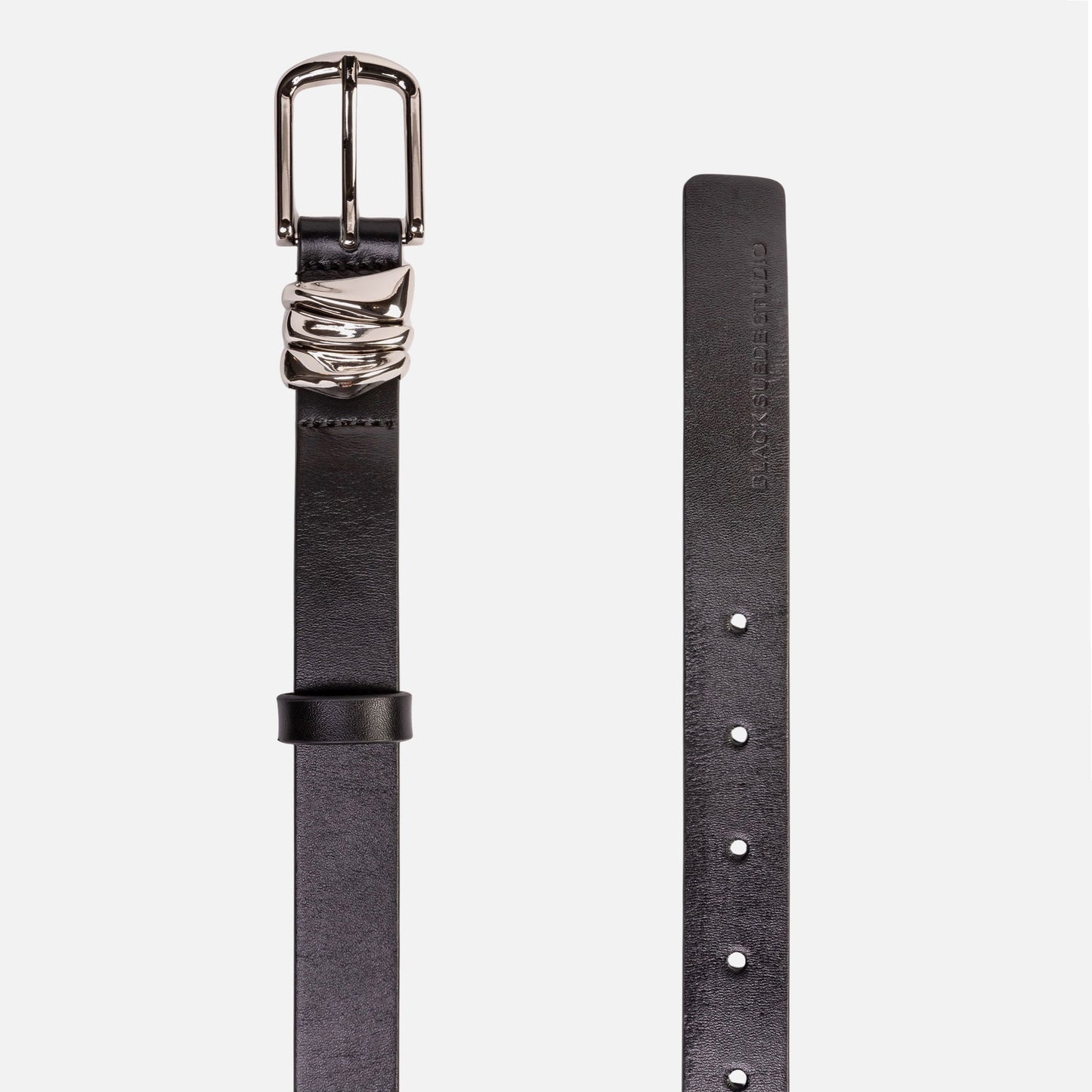 Women Kith Black Suede Studio Boyfriend Belt - Black / Silver Hardware