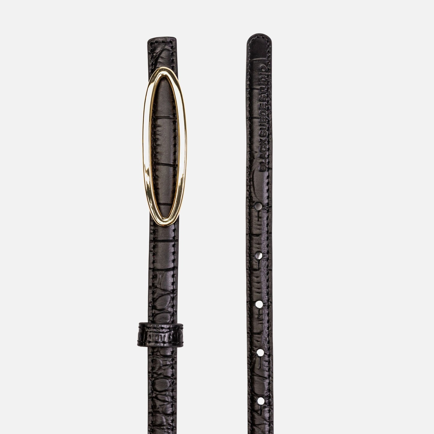 Women Kith Black Suede Studio Melodie Belt - Black / Gold Hardware