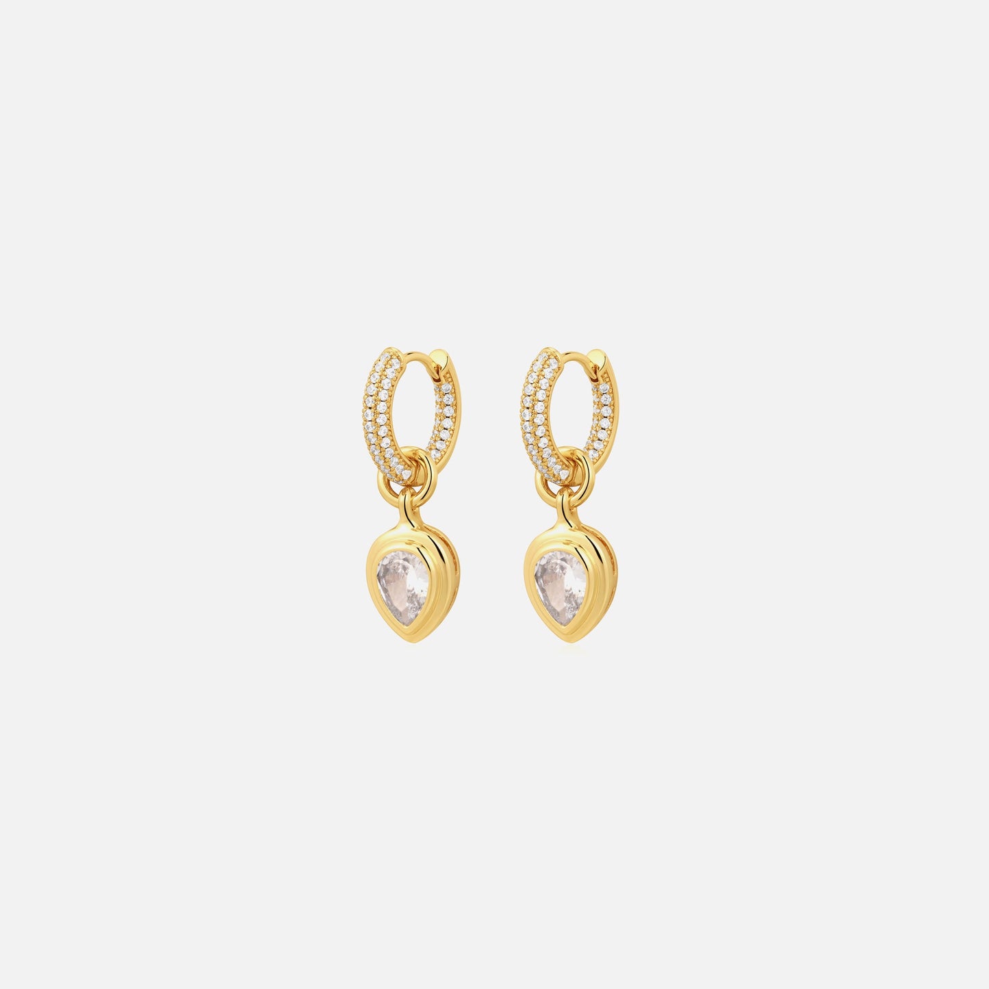 Women Kith Luv AJ The Pear Double Bezel Charm Huggies - Gold