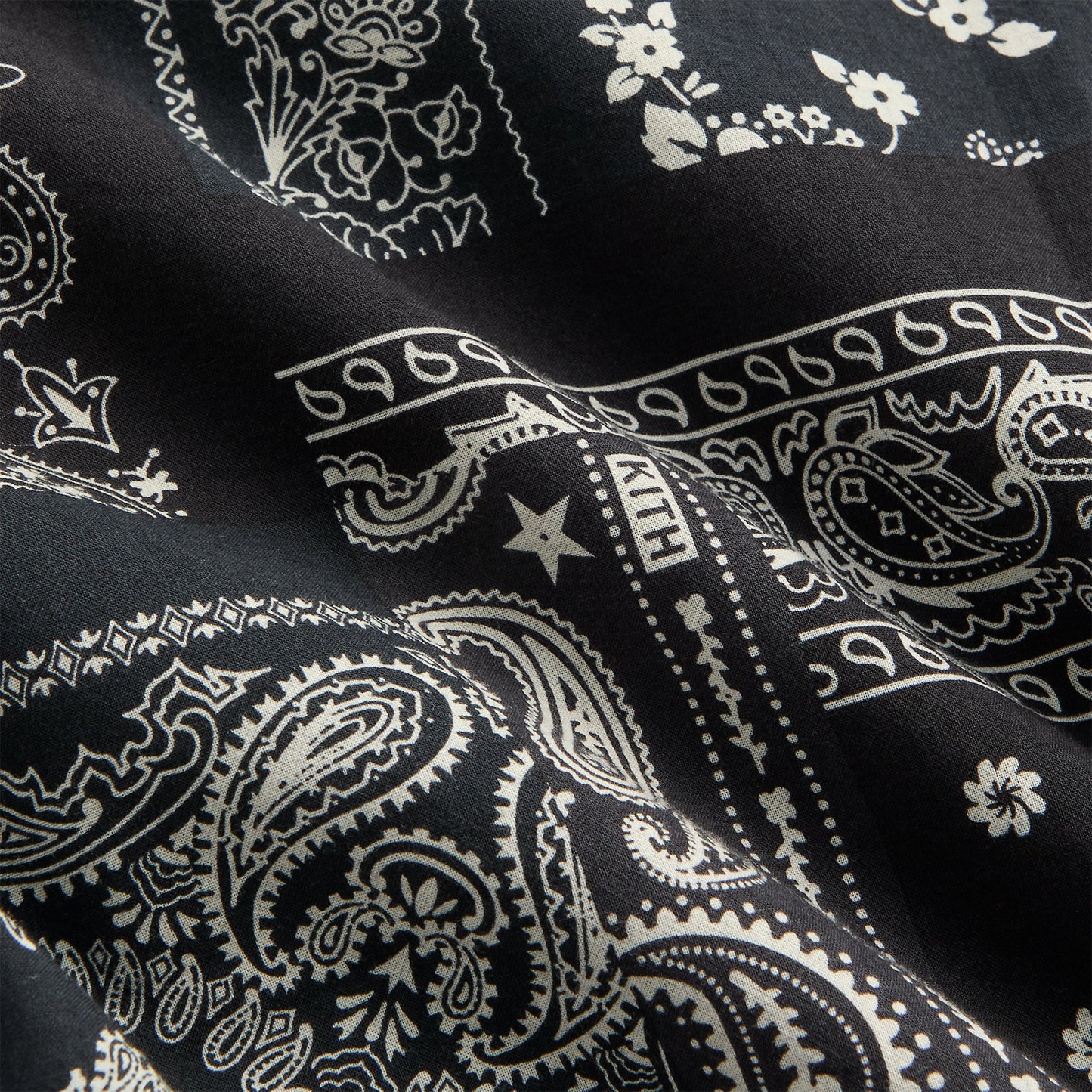 Men Kith Kith Washed Cotton Bandana Boxy Collared Overshirt - Black