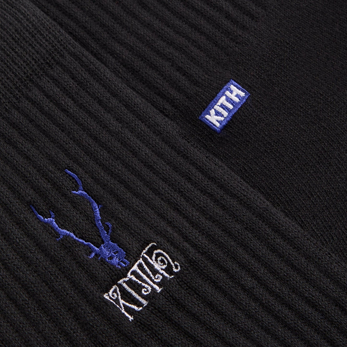 Men Kith Kith for South2 West8 Embroidered Logo Crew Socks - Black