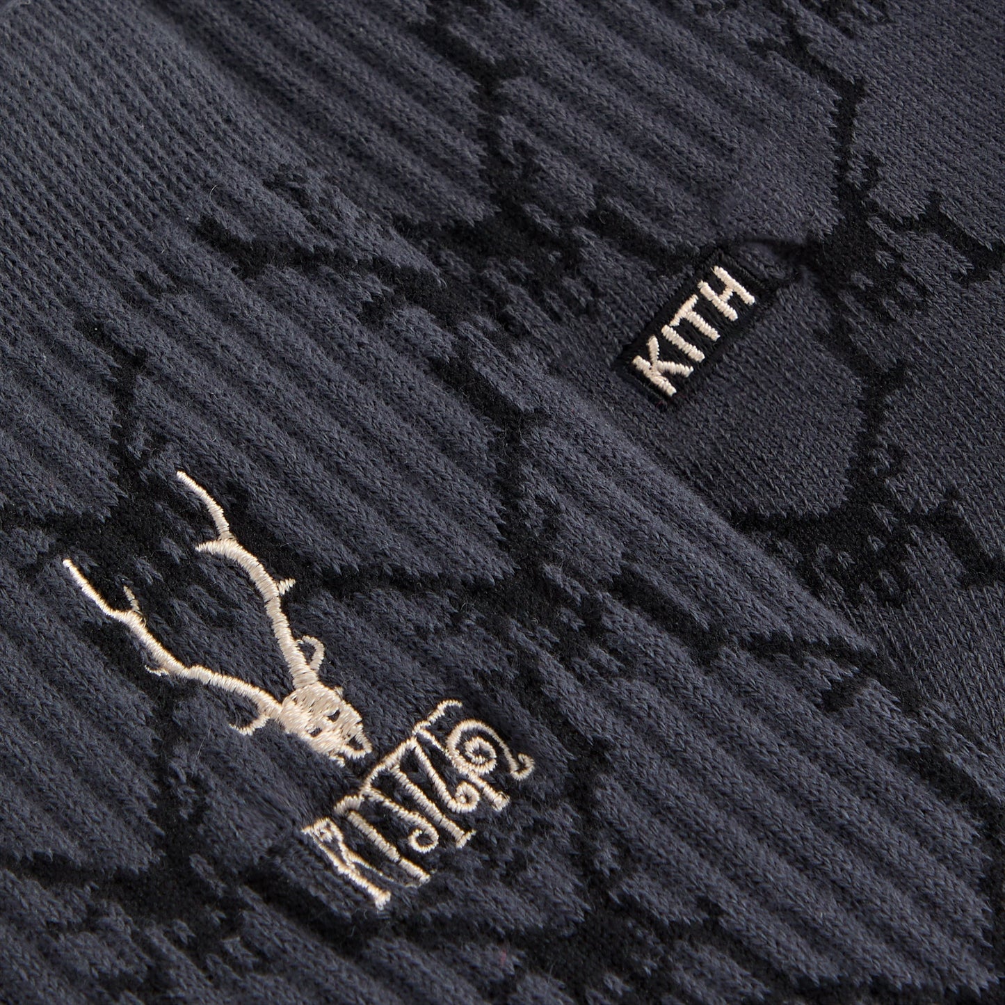 Men Kith Kith for South2 West8 Monogram Jacquard Crew Socks - Black