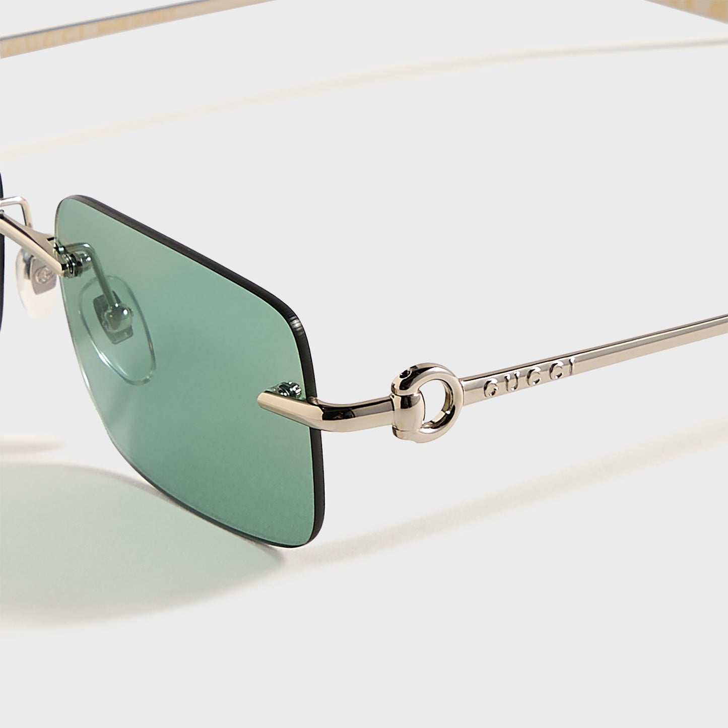 Men Kith Gucci Rectangular Frames - Silver / Green