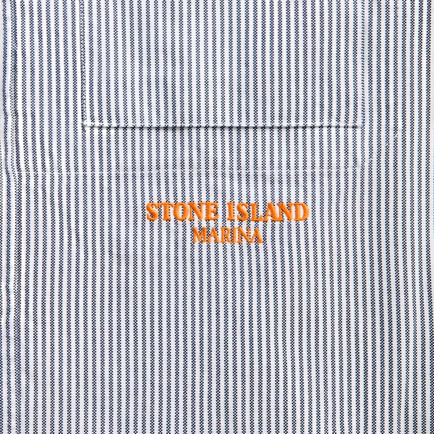 Men Kith Stone Island Striped Oxford Cotton Marina Shirt - Blue Marine