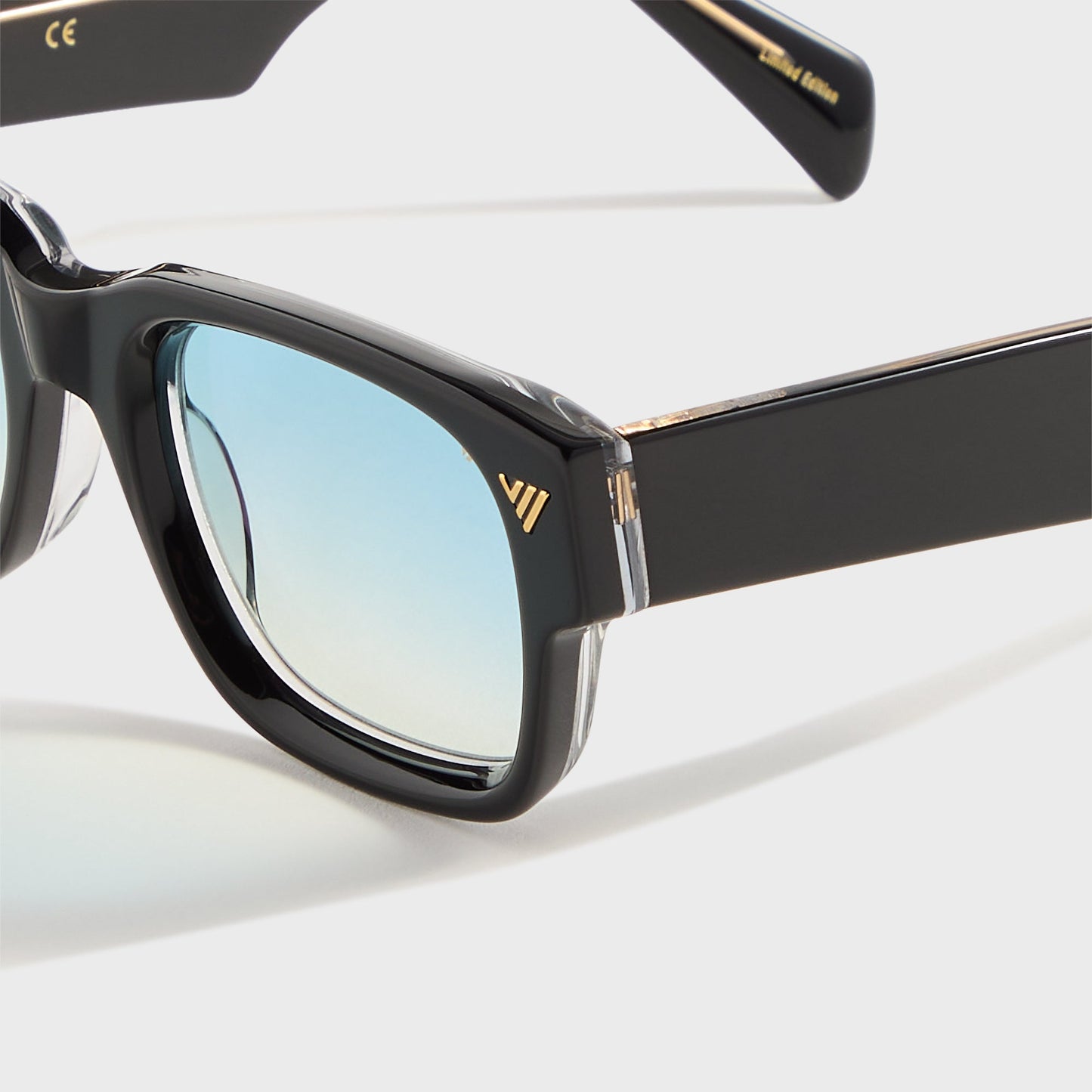 Men Kith Vintage Frames Bowie Black and Clear Acetate - Glossy Black / Blue