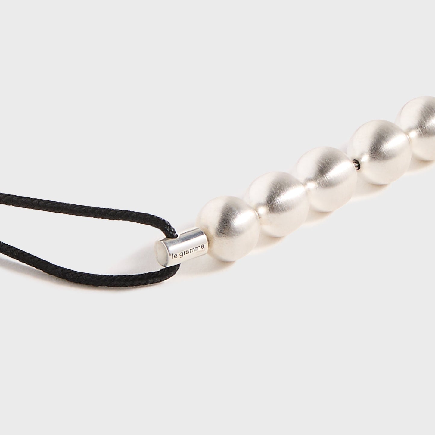 Men Kith Le Gramme 13G Sterling Silver 7 Beads Cord Bracelet - Black