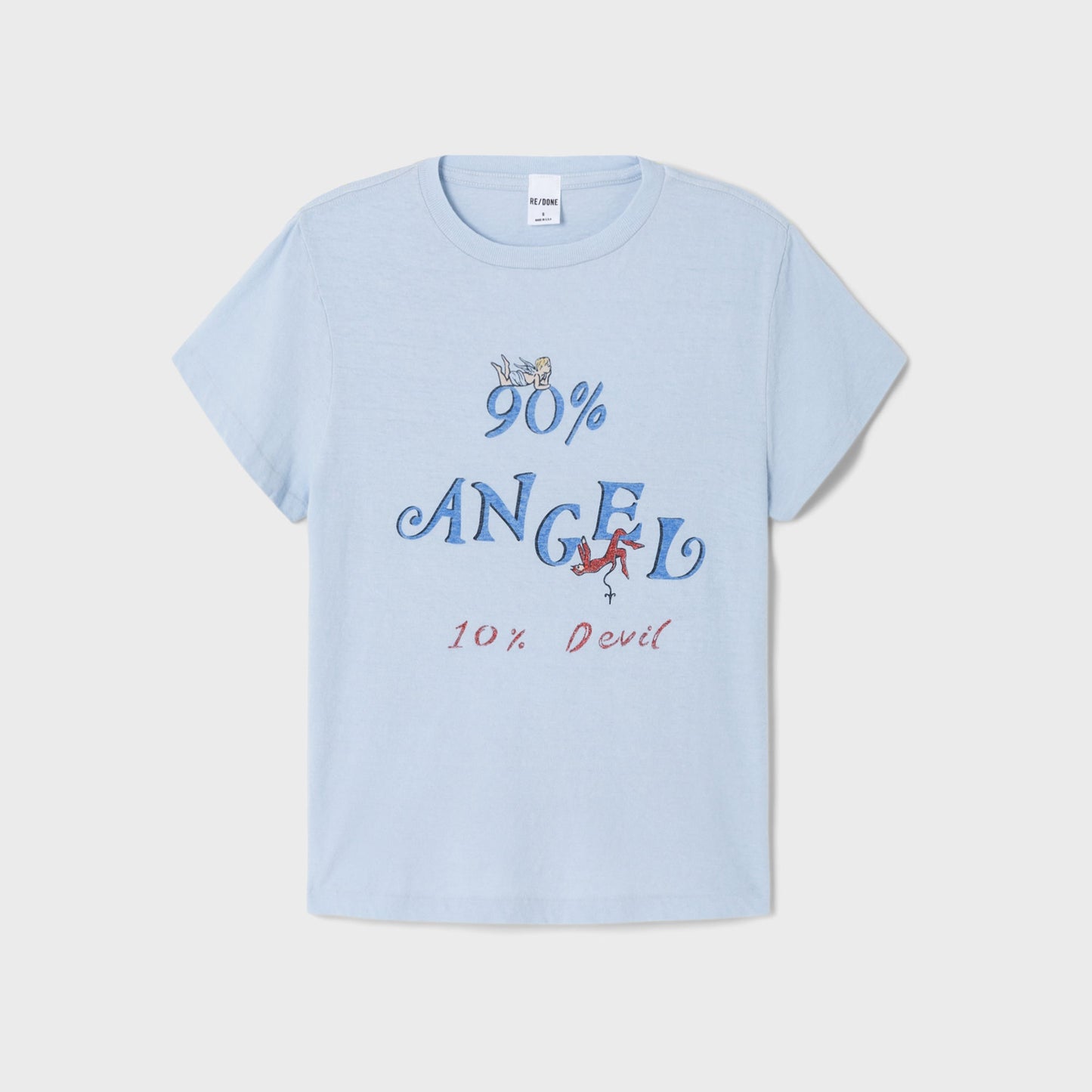 Women Kith ReDone Classic Tee Angel Devil - Light Blue