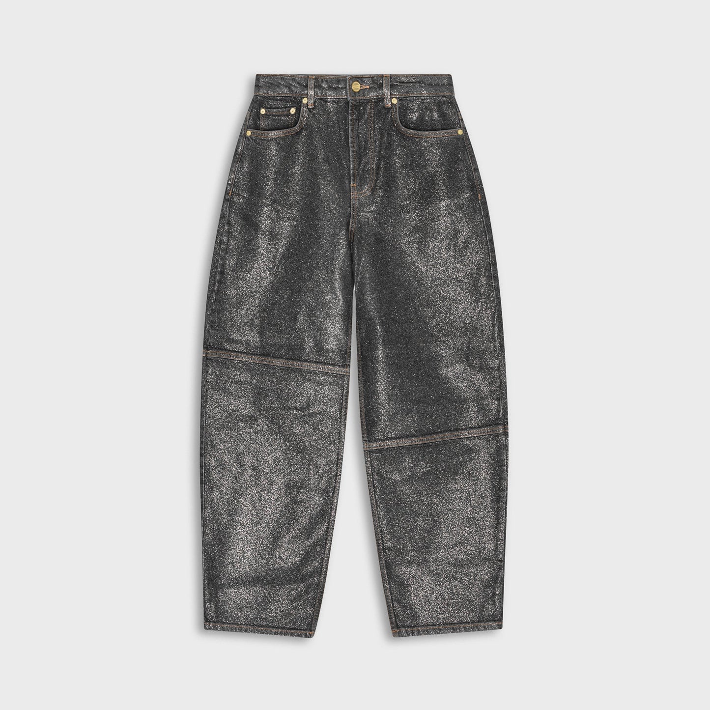 Women Kith Ganni Shimmery Foil Denim Stary Pant - Washed Black