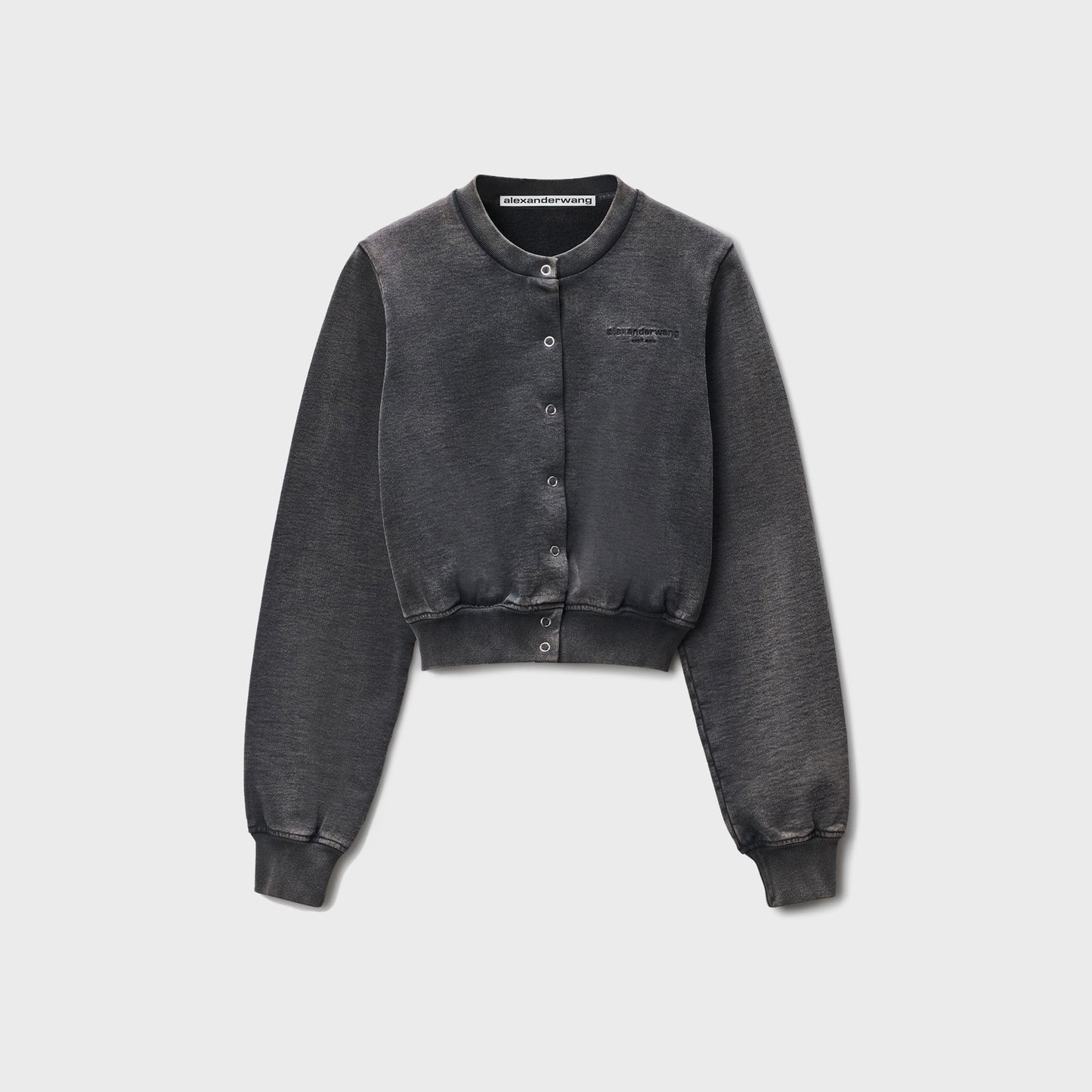 Women Kith Alexander Wang Shrunken Snap Cardigan Crewneck - Washed Black