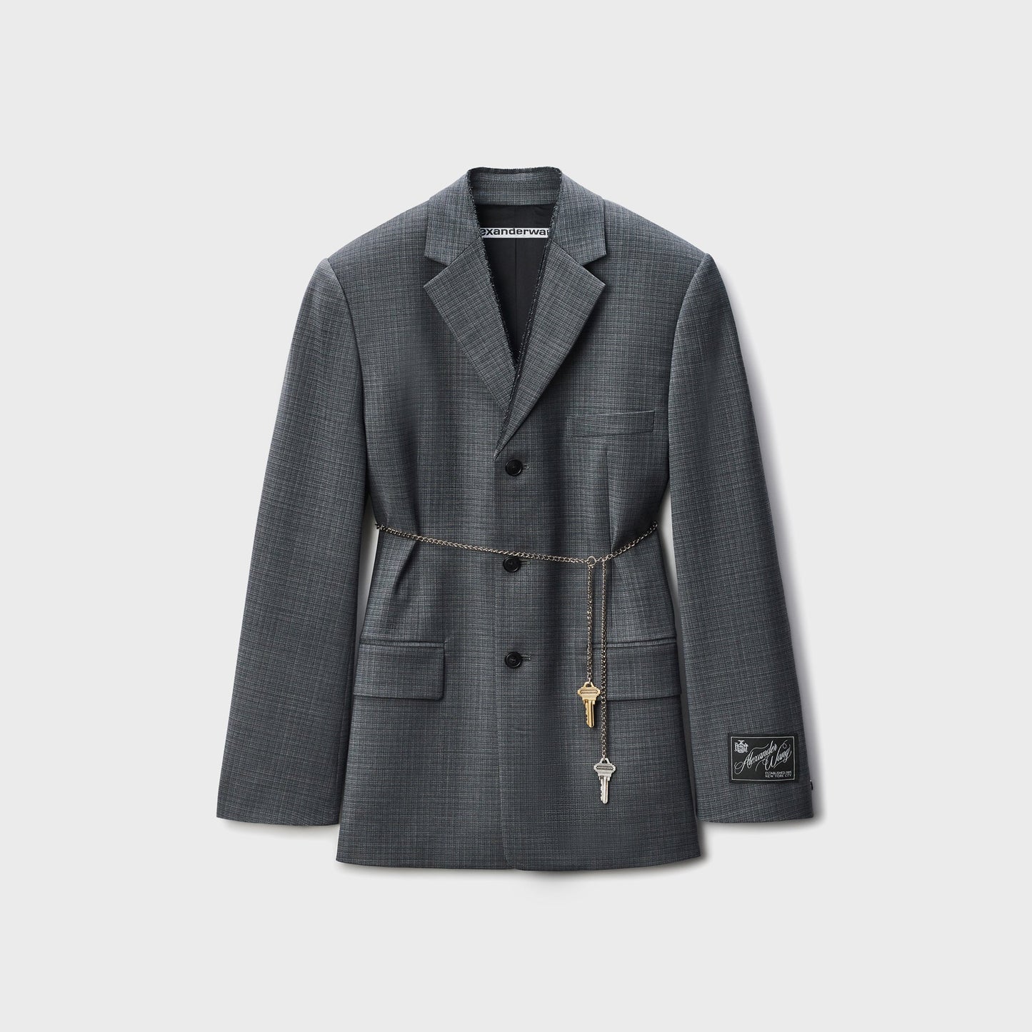 Women Kith Alexander Wang Tailored Blazer with Chain - Dark Grey Melange