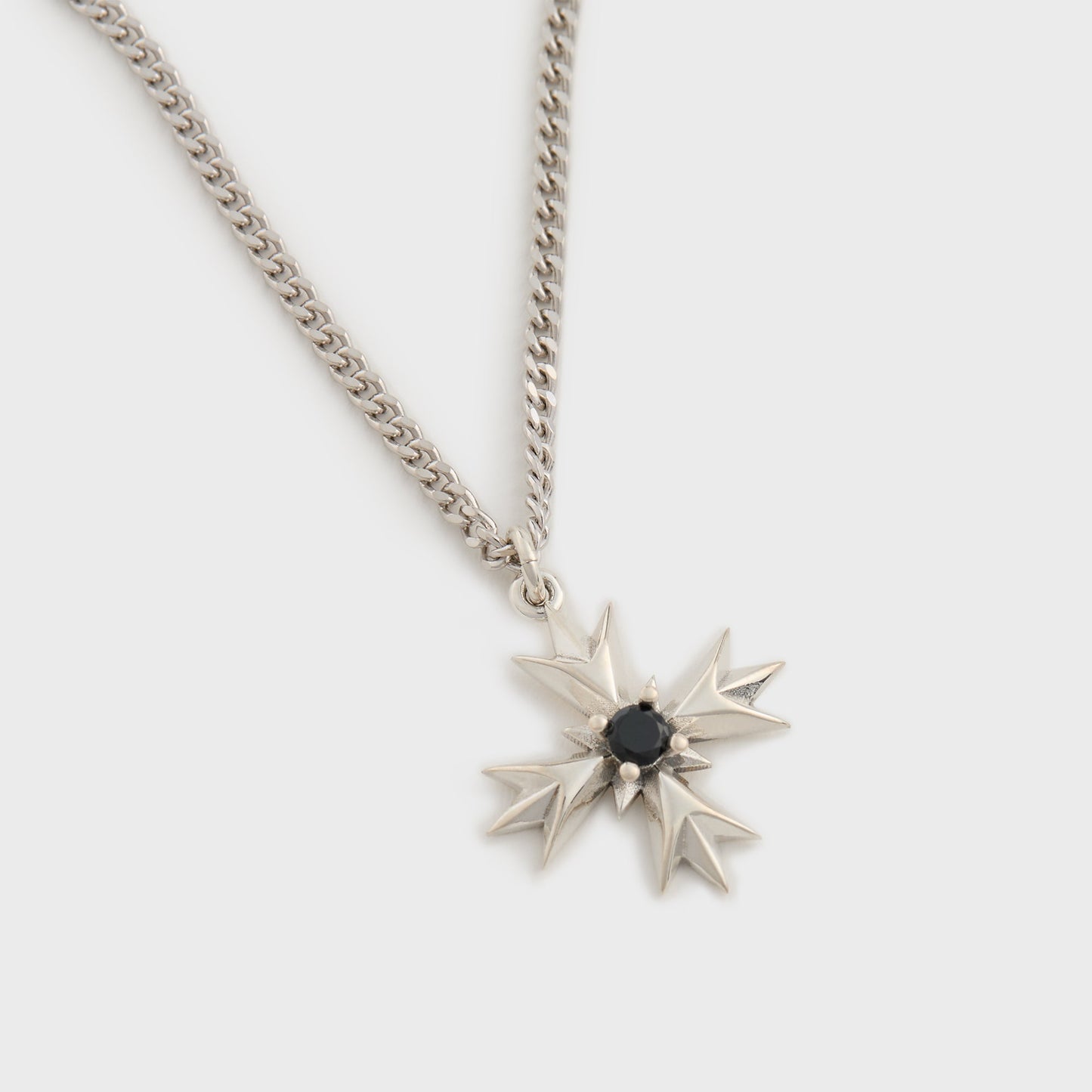Men Kith Emanuele Bicocchi Crest+Black Crystal Necklace - Silver