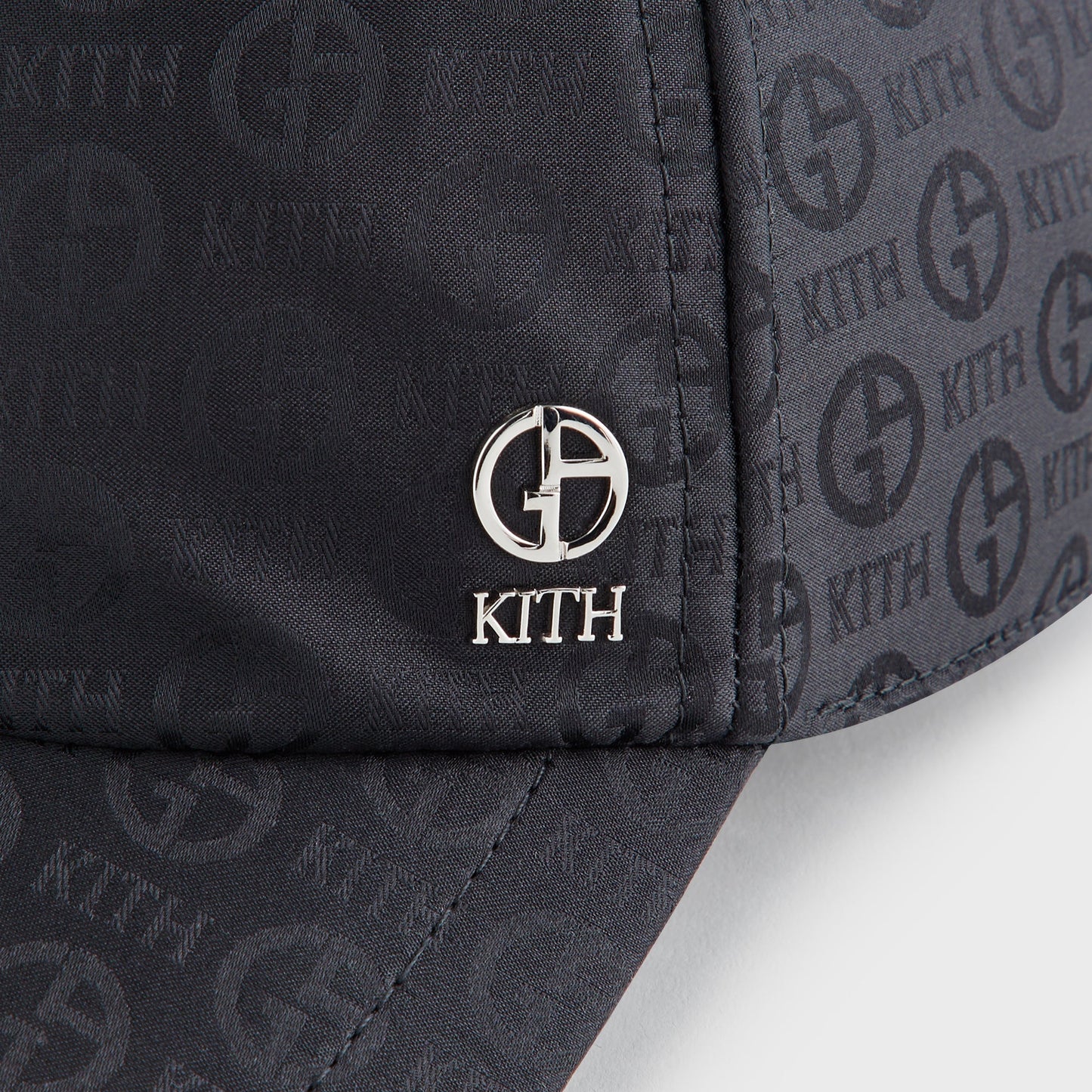 Men Kith Giorgio Armani & Kith Midweight Jacquard Silk Classic Cap - Black