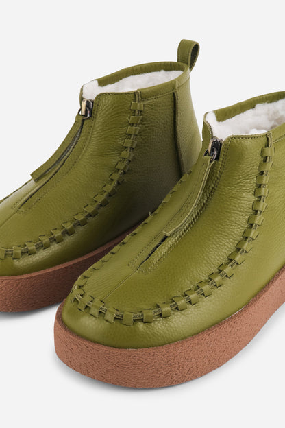 Intentionally Blank TAM TAM FAUX-FUR LINED LEATHER ANKLE BOOT