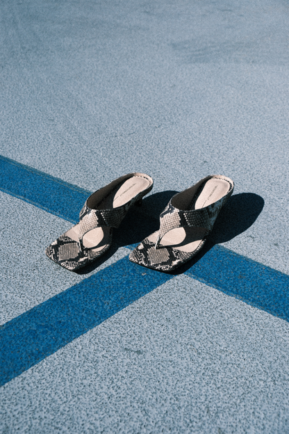 Intentionally Blank YEAR AHEAD SNAKE EMBOSSED KITTEN HEEL