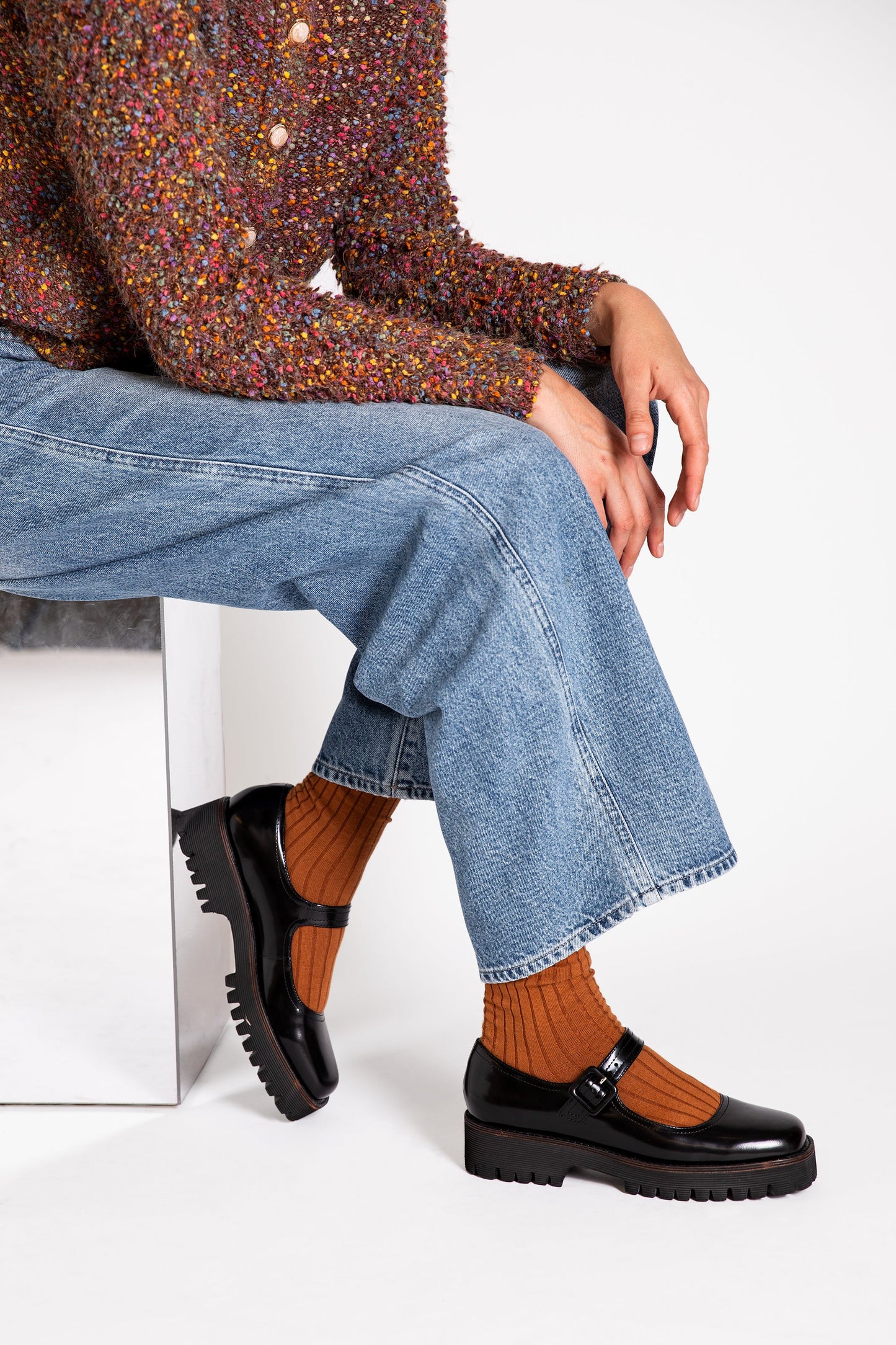 Intentionally Blank VERONICA BOX LEATHER LUG SOLE MARY JANE