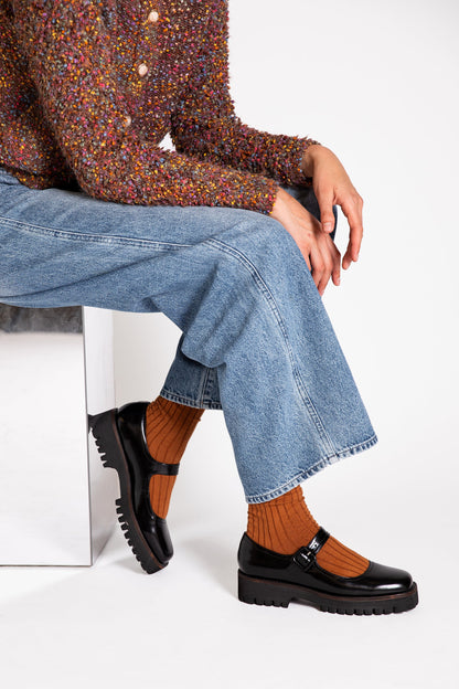 Intentionally Blank VERONICA BOX LEATHER LUG SOLE MARY JANE