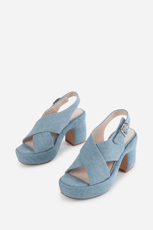 Intentionally Blank MINDY DENIM SLINGBACK PLATFORM SANDAL