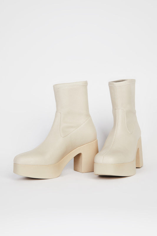 Intentionally Blank MARLOWE VEGAN PLATFORM BOOT CREAM SOLE