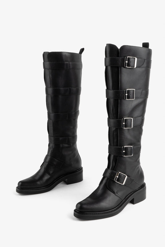 Intentionally Blank PILE UP KNEE HIGH BIKER BOOT