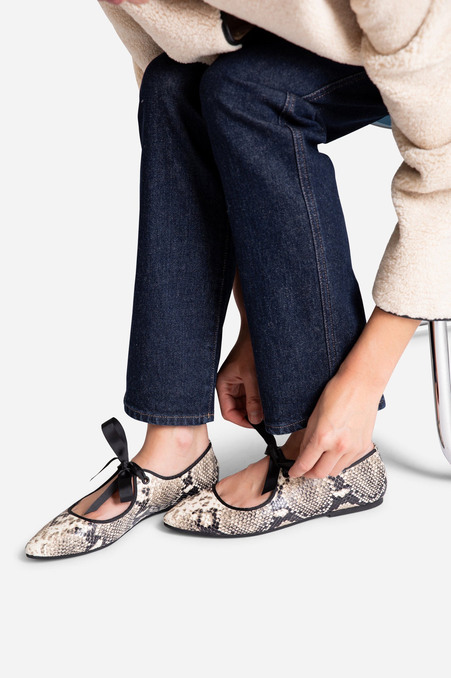 Intentionally Blank VALLEY SNAKE EMBOSSED LEATHER BALLET FLAT