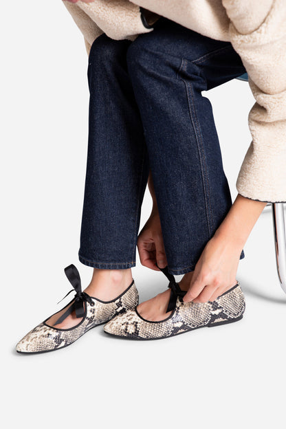 Intentionally Blank VALLEY SNAKE EMBOSSED LEATHER BALLET FLAT