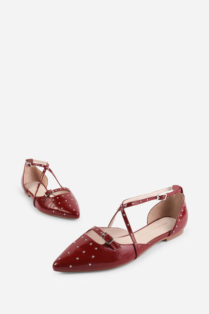 Intentionally Blank CROWD STUDDED CRISS CROSS FLAT