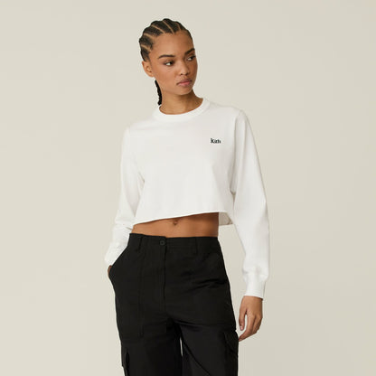 Women Kith Kith Women Lucy Cropped Long Sleeve II Tee - White