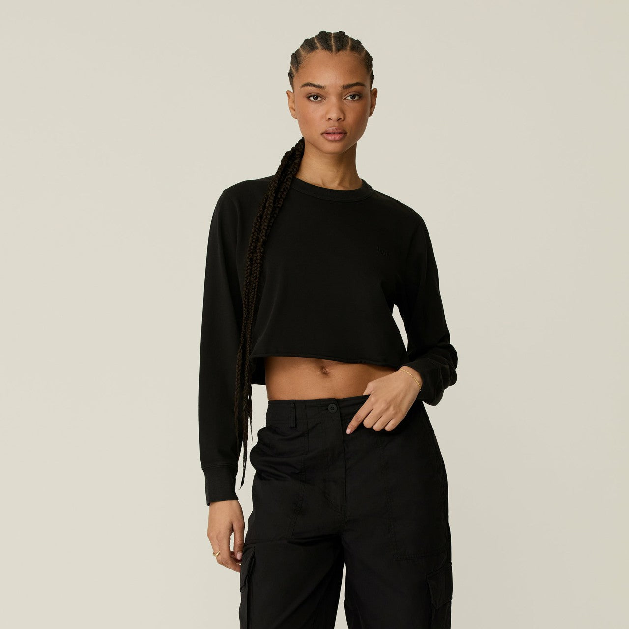 Women Kith Kith Women Lucy Cropped Long Sleeve II Tee - Mass