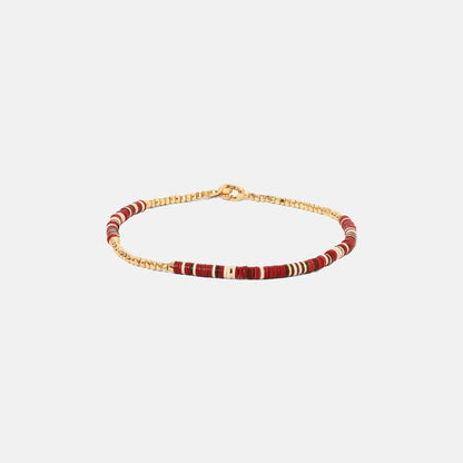 Men Kith Maor Shine #2 Bracelet in Wine Pattern Beads with 18k Yellow Gold - Go
