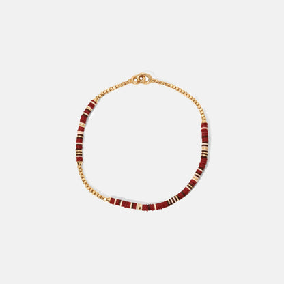 Men Kith Maor Shine #2 Bracelet in Wine Pattern Beads with 18k Yellow Gold - Go