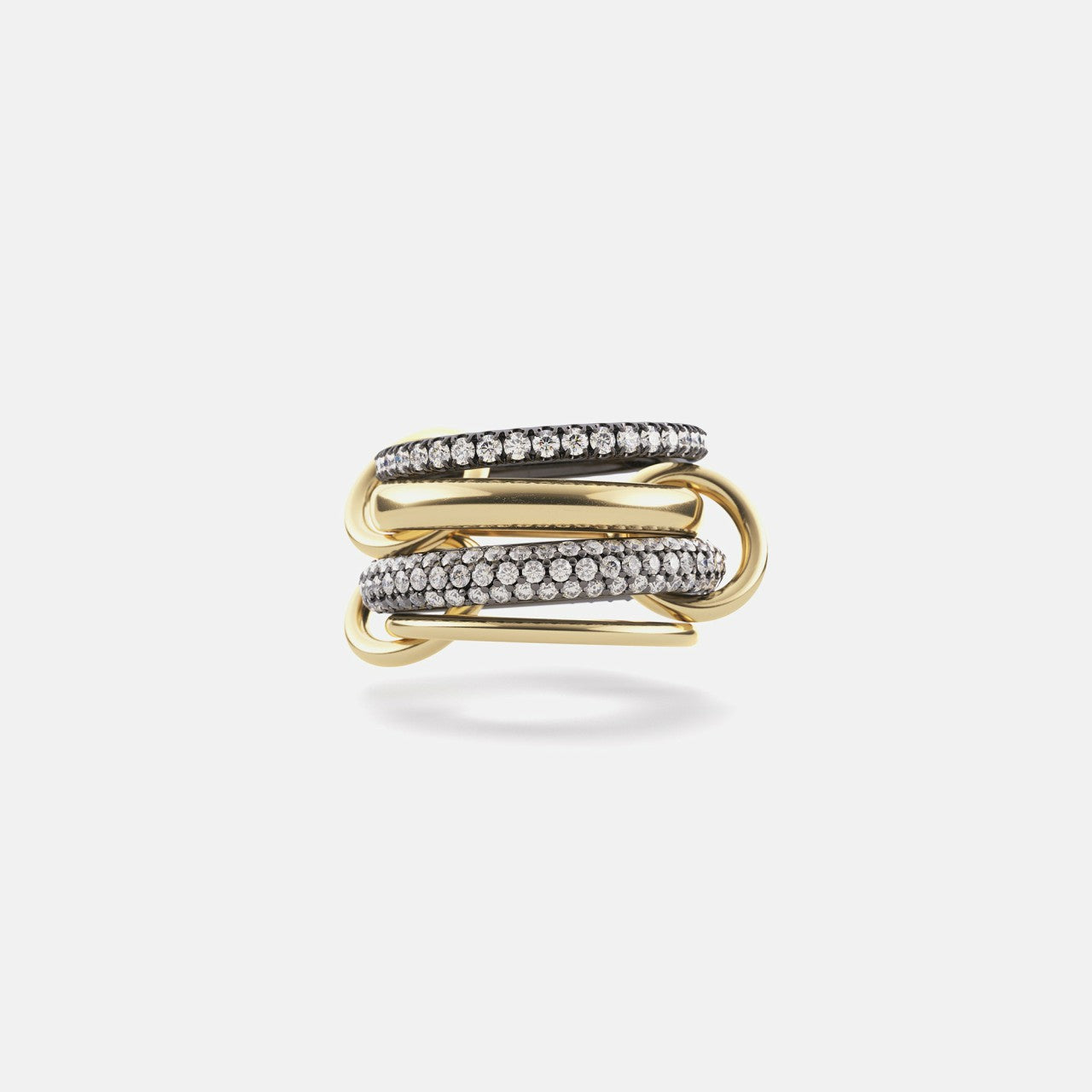 Women Kith Spinelli Kilcollin Vega Gold 3 Link Ring - Black Rhodium Plated Silver