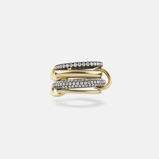 Women Kith Spinelli Kilcollin Vega Gold 3 Link Ring - Black Rhodium Plated Silver