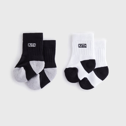 Kids Kith Kith Baby Classic Crew 2-Pack Socks - White / Black
