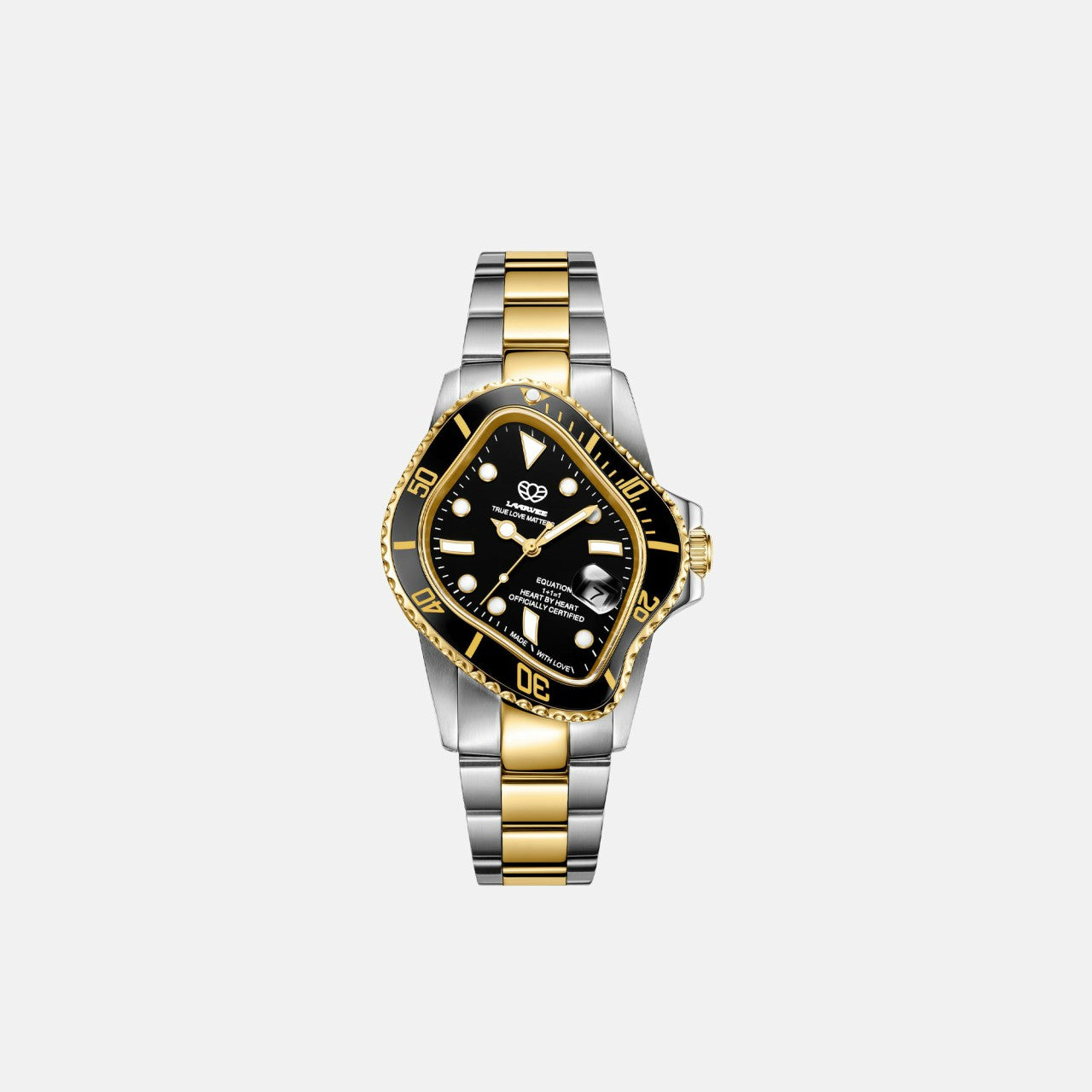 Men Kith LAARVEE Silver & Golden Precision Steel - Black Bezel / Black Dial