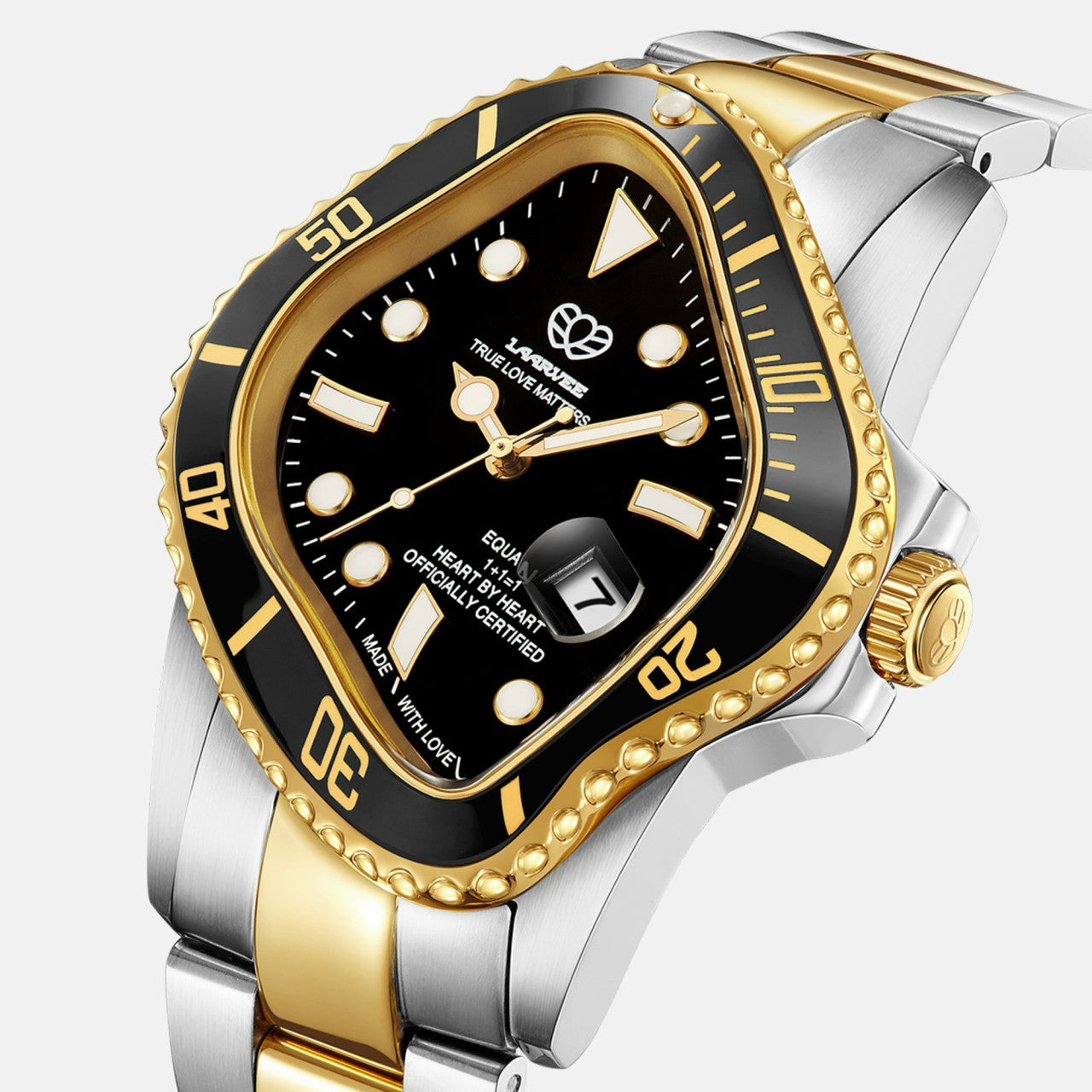 Men Kith LAARVEE Silver & Golden Precision Steel - Black Bezel / Black Dial