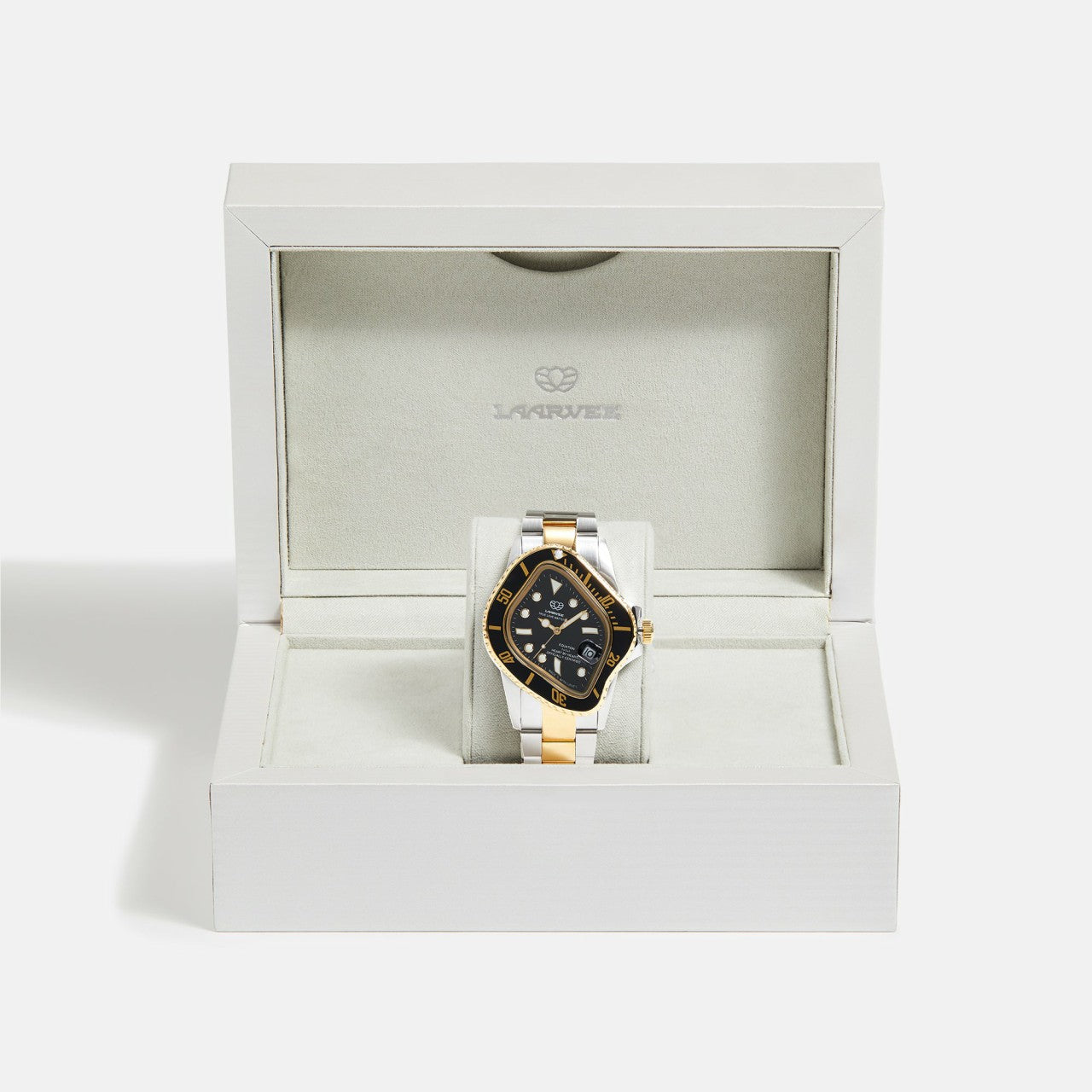 Men Kith LAARVEE Silver & Golden Precision Steel - Black Bezel / Black Dial