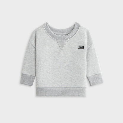 Kids Kith Kith Baby Long Sleeve Nelson Crew - Light Heather Grey