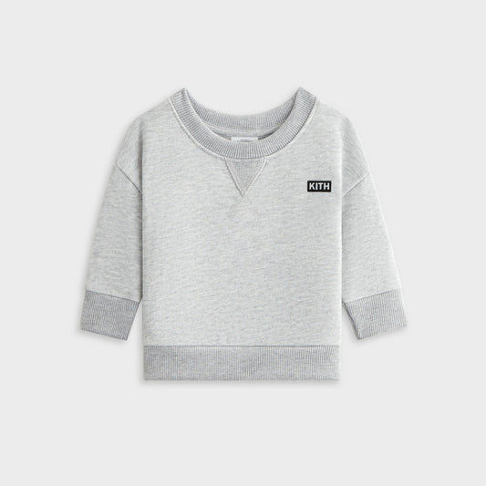 Kids Kith Kith Baby Long Sleeve Nelson Crew - Light Heather Grey