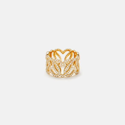 Women Kith Yvonne Leon Bague Maille Coeurs Diamants Heart Ring - Yellow