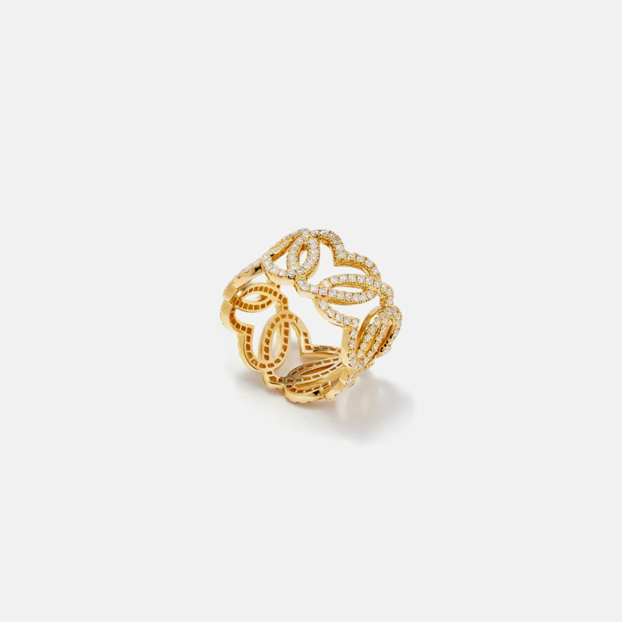 Women Kith Yvonne Leon Bague Maille Coeurs Diamants Heart Ring - Yellow