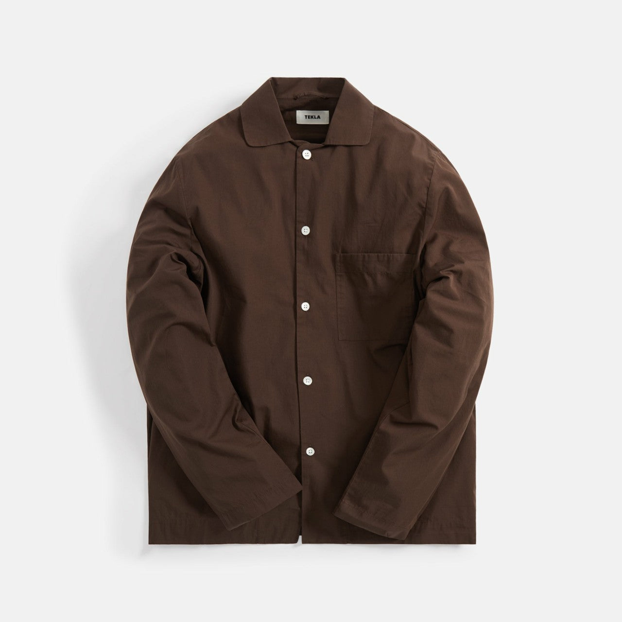 Men Kith Tekla Poplin Long Sleeve Pajama Shirt - Coffee