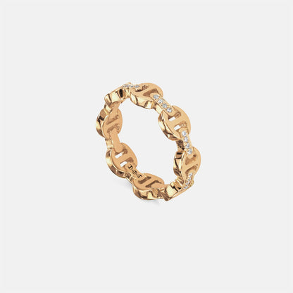 Women Kith Hoorsenbuhs Dame Tri-Link Ring with Diamond Bridges - 18K Yellow Gold