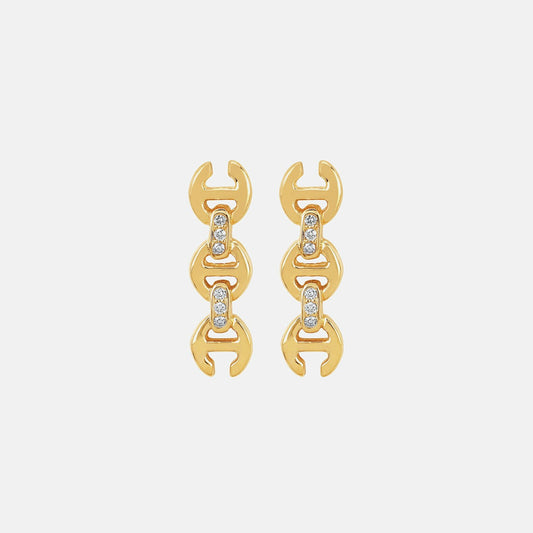Women Kith Hoorsenbuhs 3MM Toggle Stud Earrings with Diamonds - Yellow
