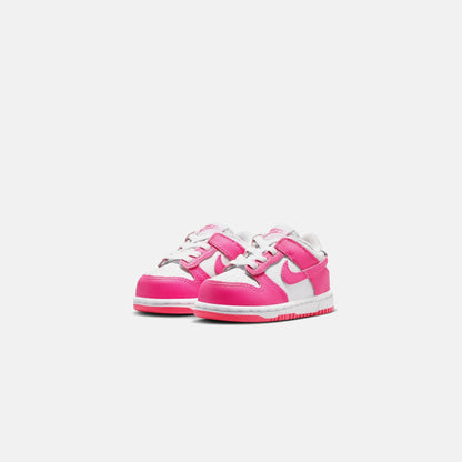 Kids Kith Nike TD Dunk Low - White / Laser Fuchsia