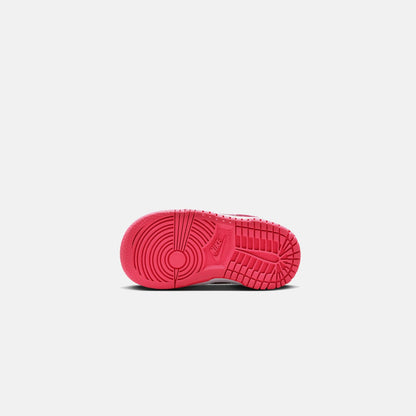 Kids Kith Nike TD Dunk Low - White / Laser Fuchsia