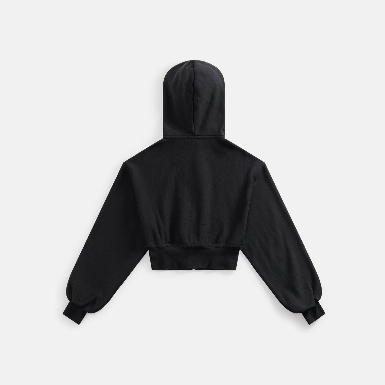 Women Kith T by Alexander Wang Cropped Zipup Hoodie with Branded Seam Label - Bla