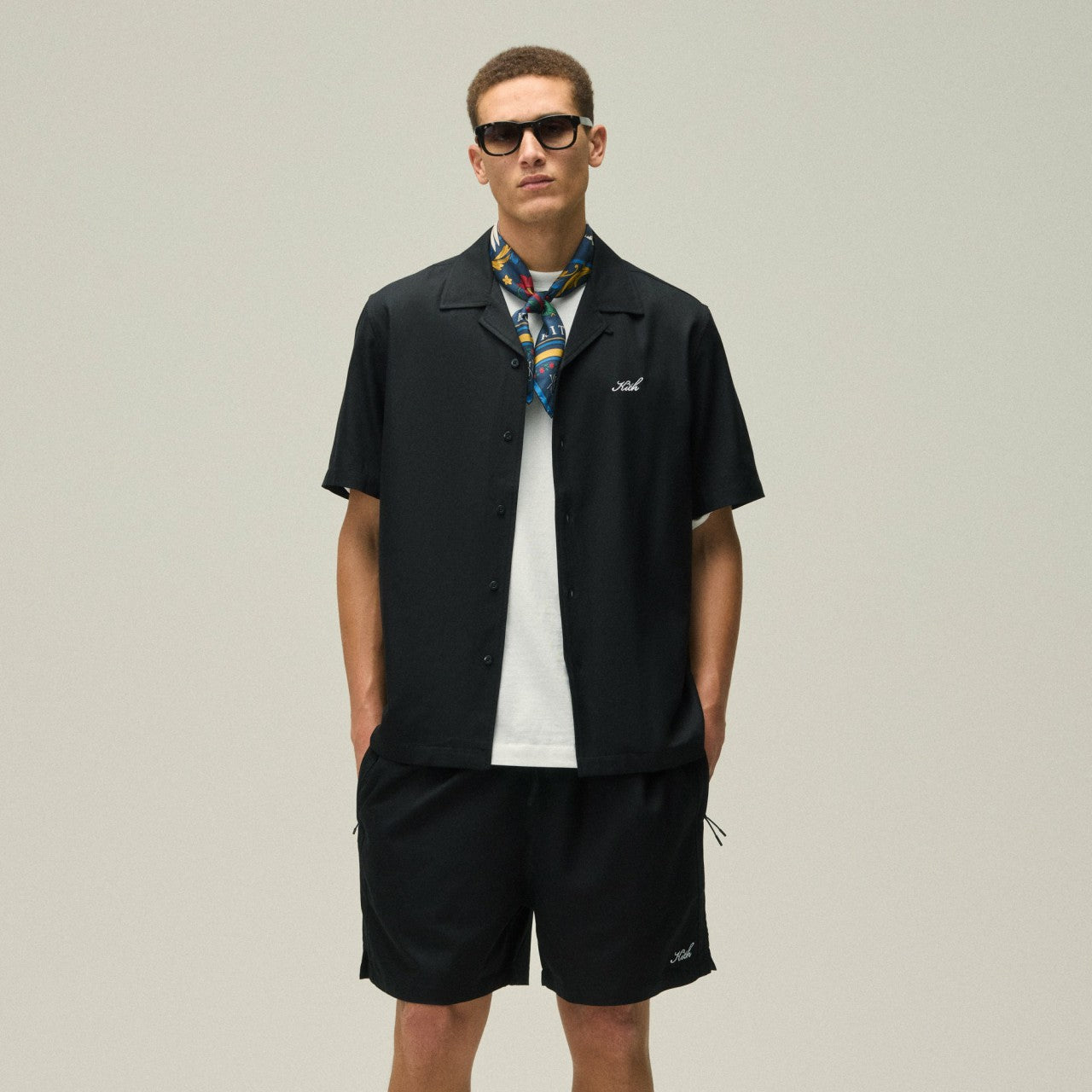 Men Kith Kith Silk Cotton Thompson Camp Collar Shirt - Black