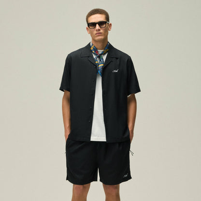 Men Kith Kith Silk Cotton Thompson Camp Collar Shirt - Black