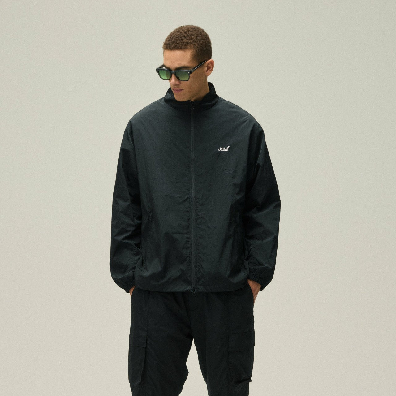 Men Kith Kith Wrinkle Nylon Windsor Panelled Track Jacket - Black