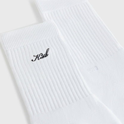 Women Kith Kith Women Script Classic Crew Socks - White
